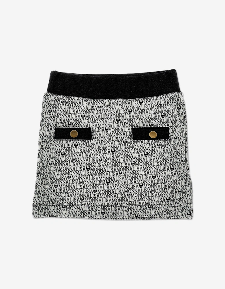 Girls Knitted Skirt Set in Black