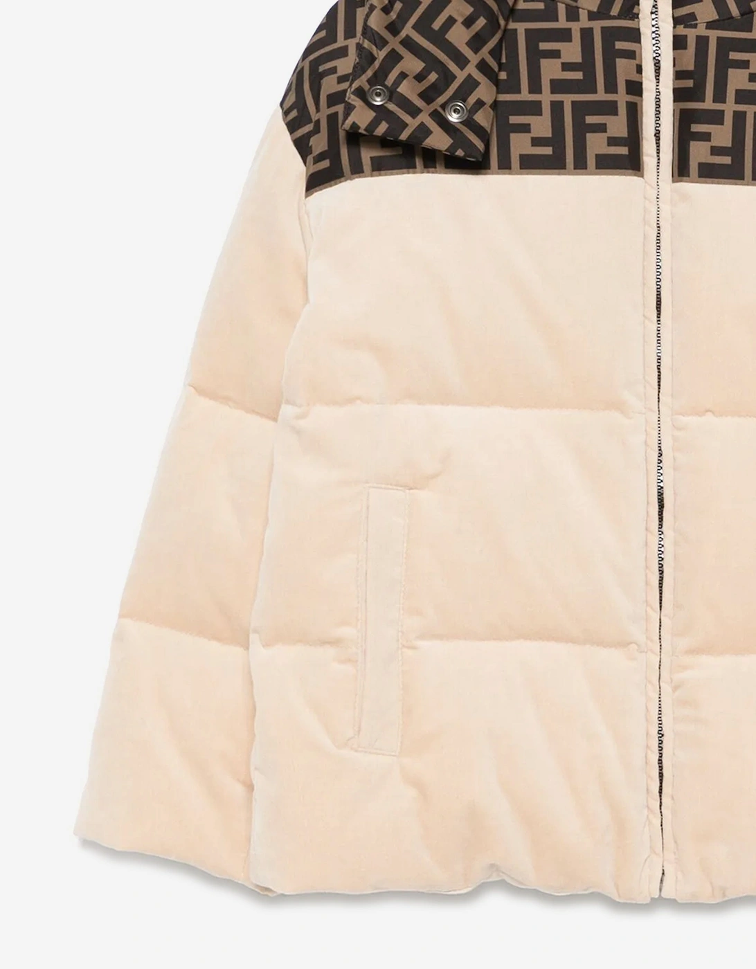 Kids Down Padded Puffer Jacket in Beige