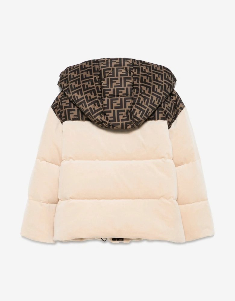 Kids Down Padded Puffer Jacket in Beige
