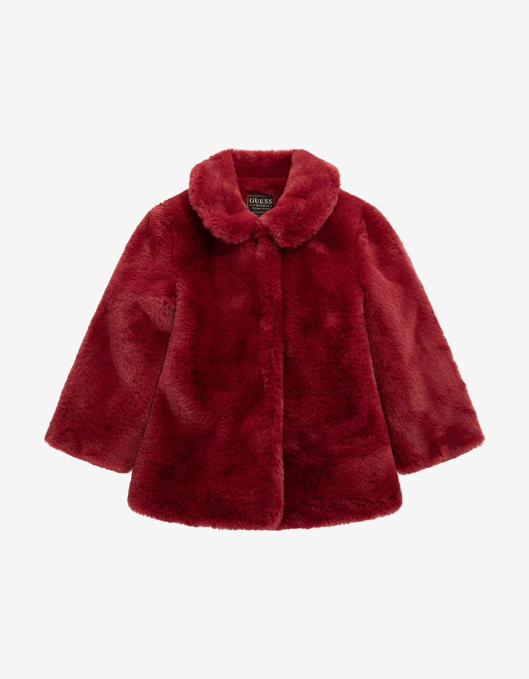 Girls Faux Fur Jacket in Red, 5 of 4