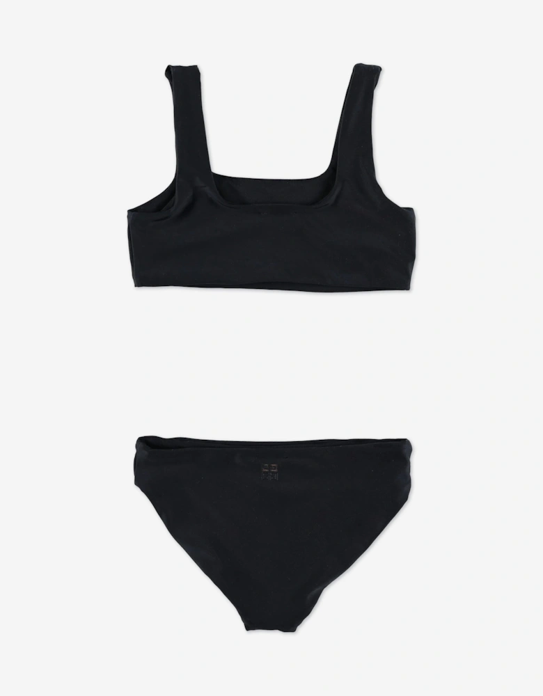 Girls Logo Print Bikini in Black