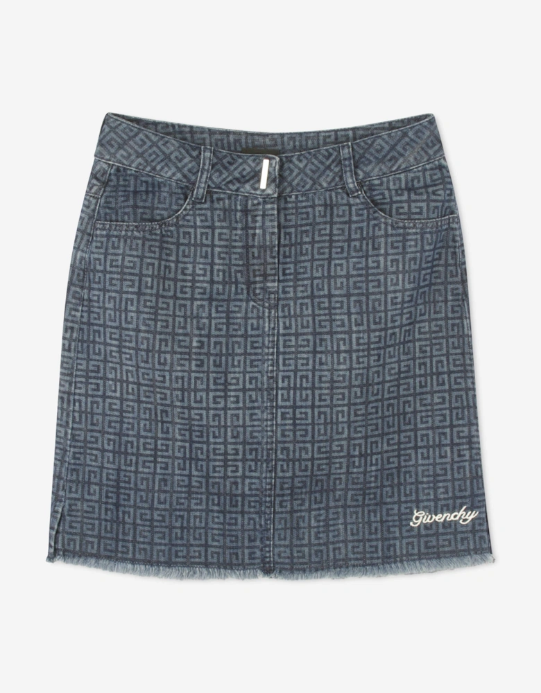 Girls 4G Denim Skirt in Blue