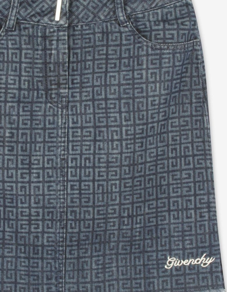 Girls 4G Denim Skirt in Blue