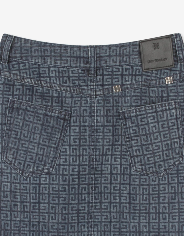 Girls 4G Denim Skirt in Blue