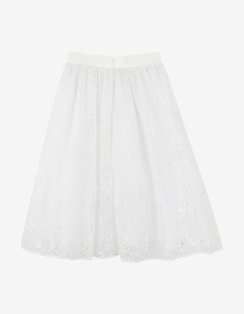 Girls Logo Tulle Skirt in White