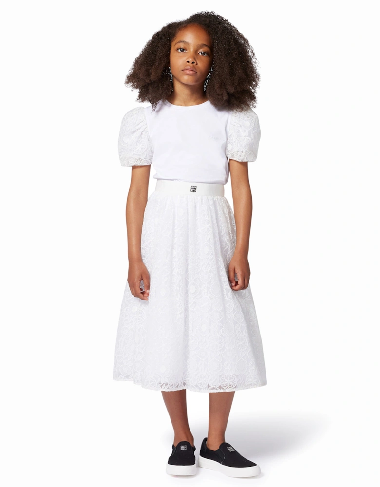 Girls Logo Tulle Skirt in White