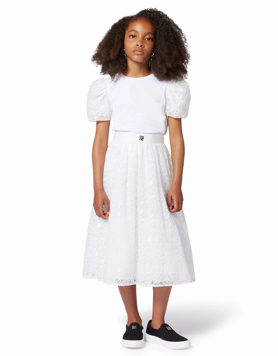 Girls Logo Tulle Skirt in White