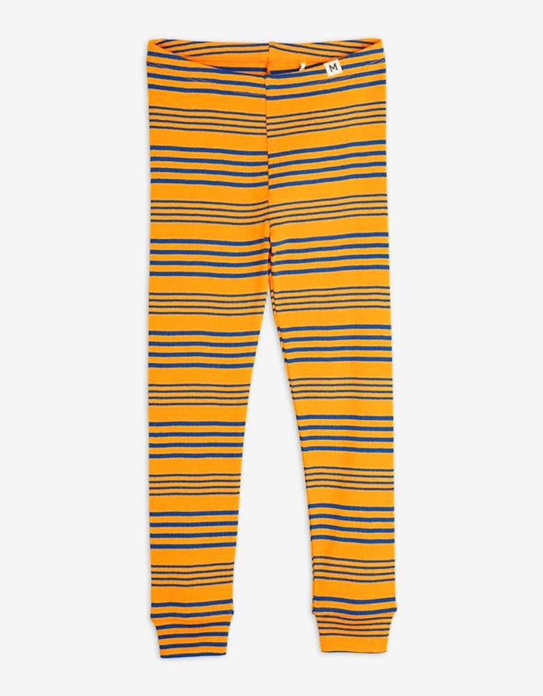 Kids Striped Leggings in Orange