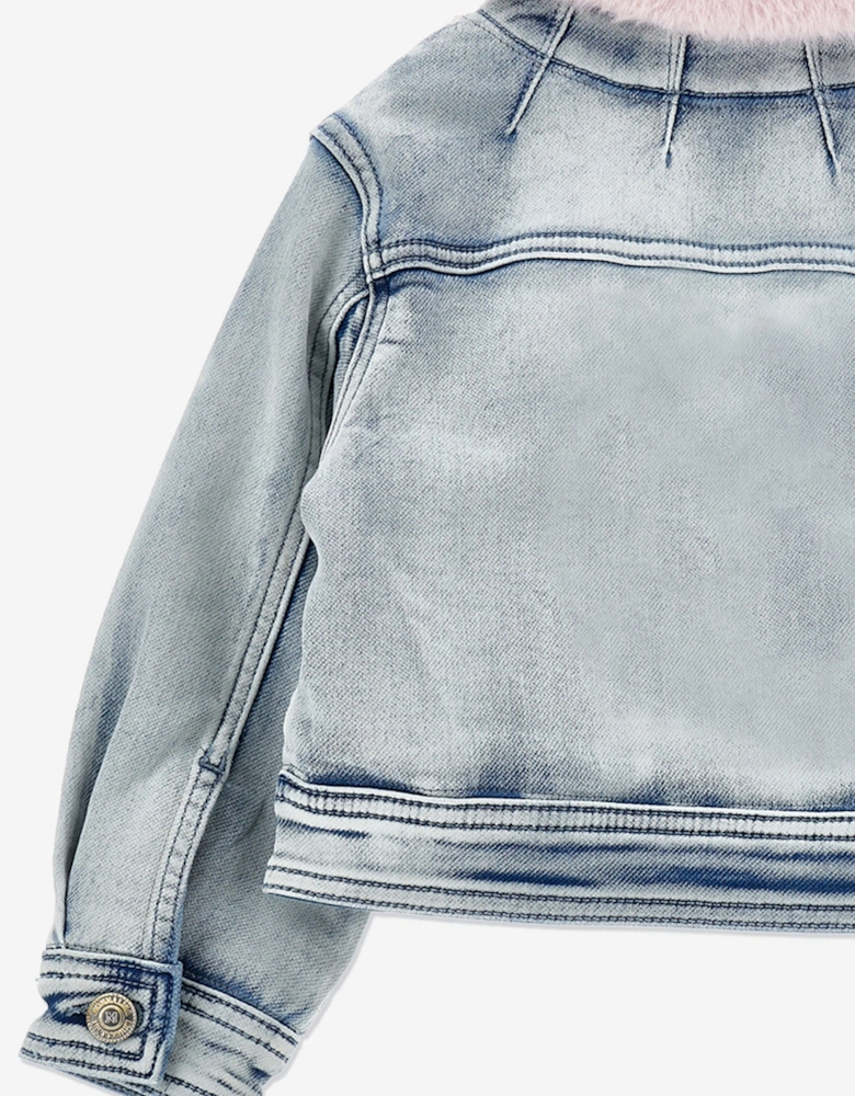 Girls Angel and Stitch Denim Jacket in Blue