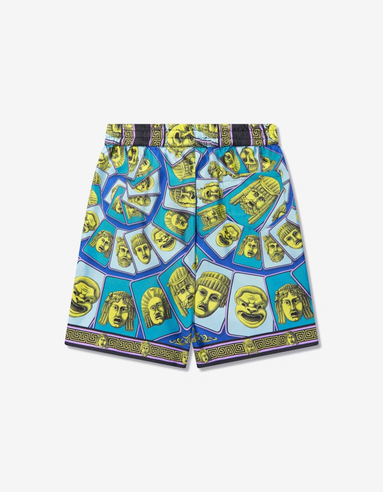 Boys Maschere Silk Shorts in Green