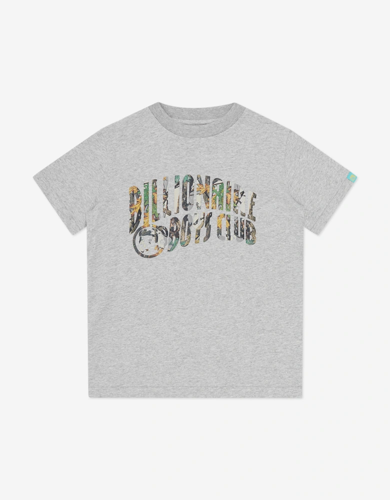 Boys Tree Camo Arch Logo T-Shirt in Grey
