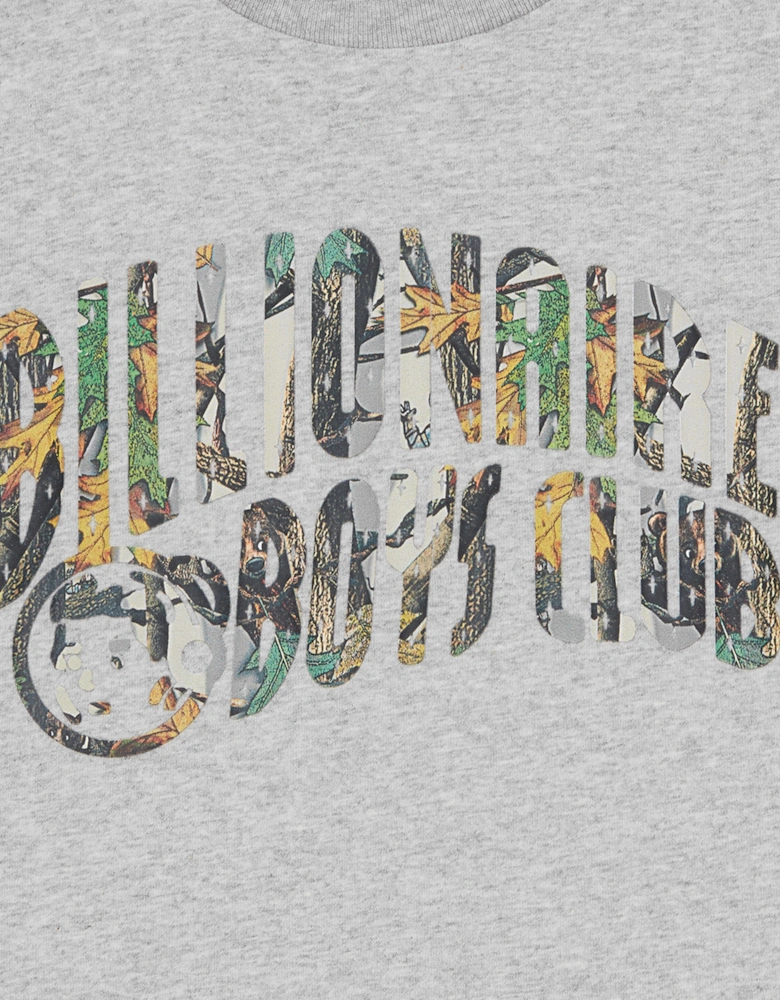 Boys Tree Camo Arch Logo T-Shirt in Grey