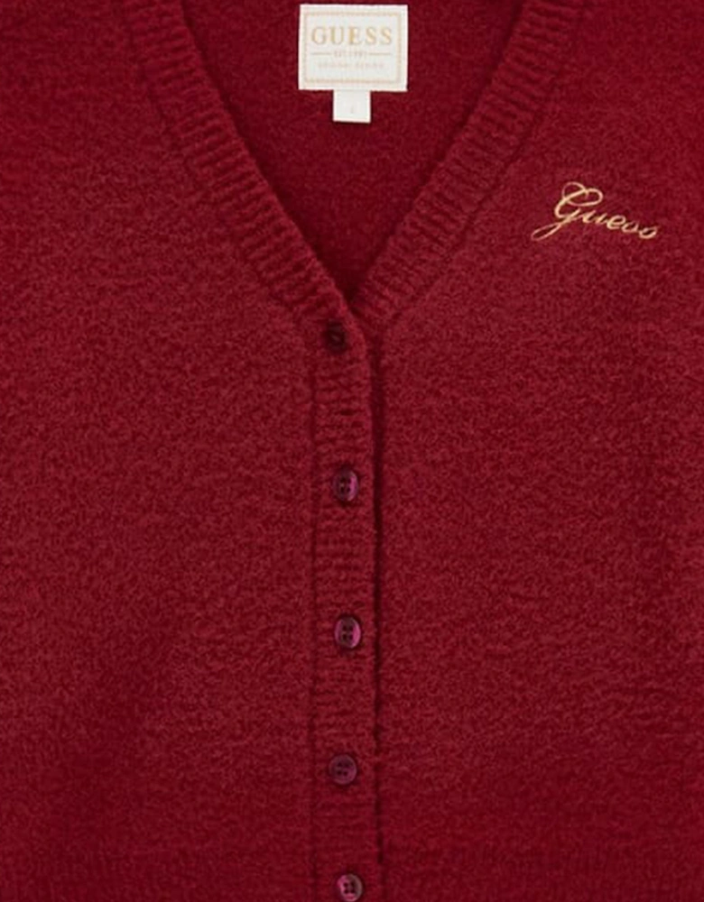 Girls Logo Cardigan in Red