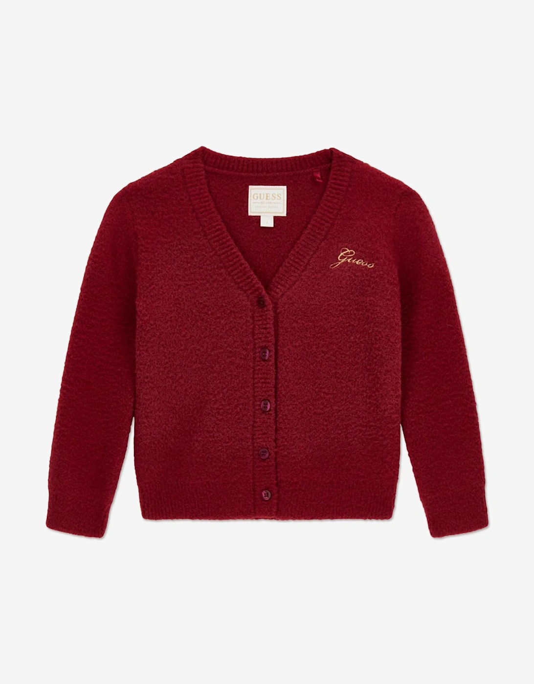 Guess Girls Logo Cardigan in Red - Size: 12-18 months
