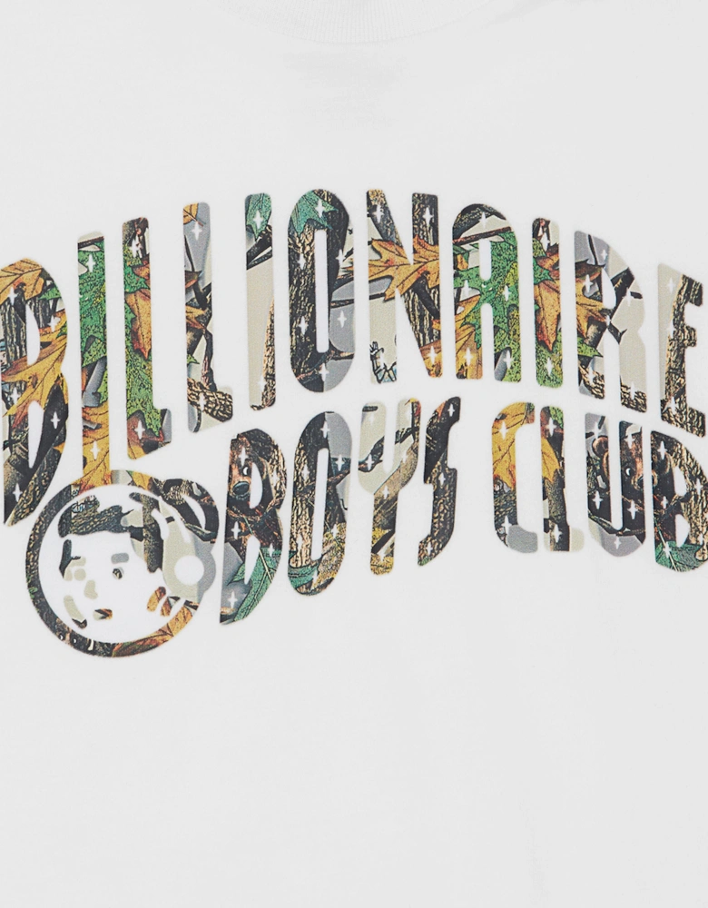 Boys Tree Camo Arch Logo T-Shirt in White
