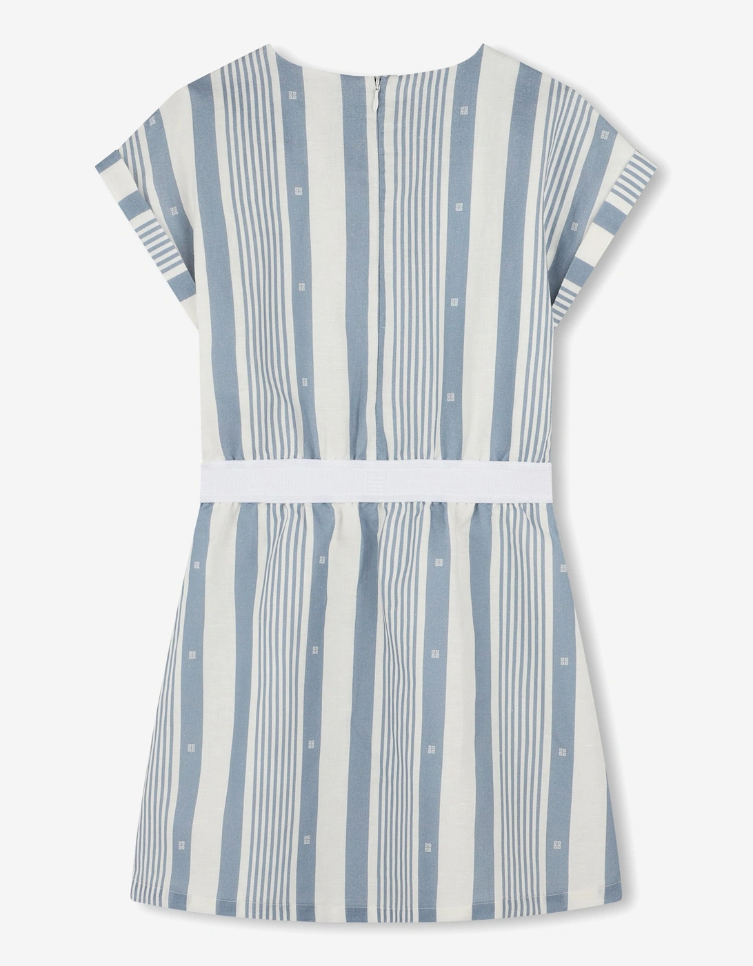 Girls Striped Linen Dress in Blue