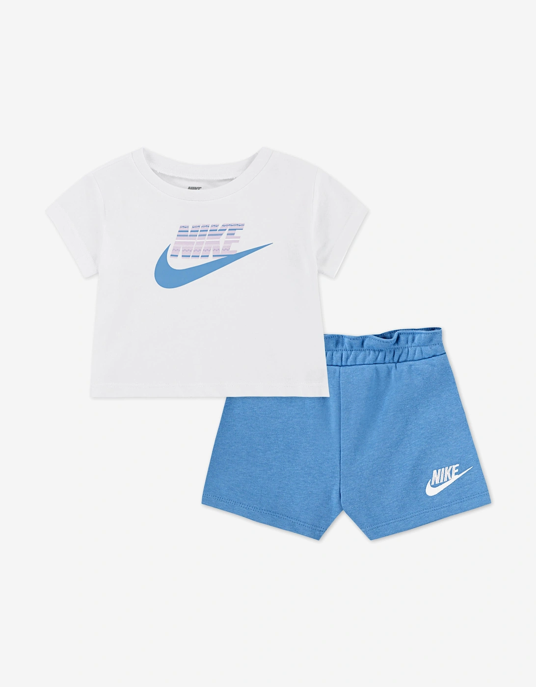 Girls Jersey and French Terry Short Set in White, 5 of 4