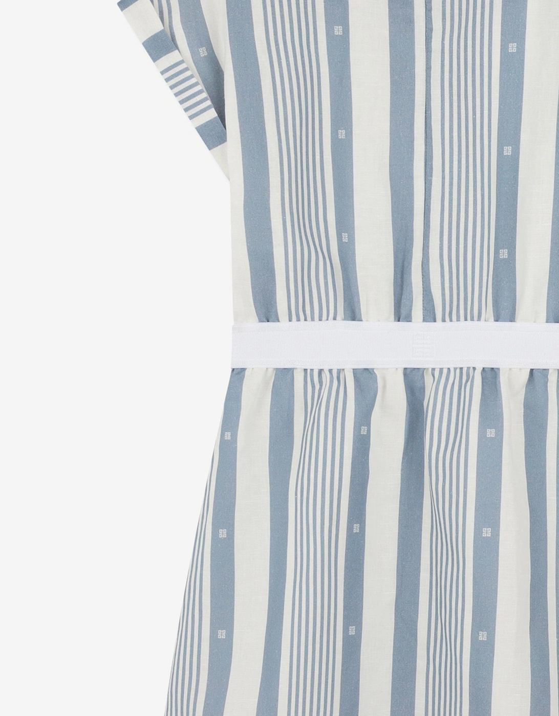 Girls Striped Linen Dress in Blue