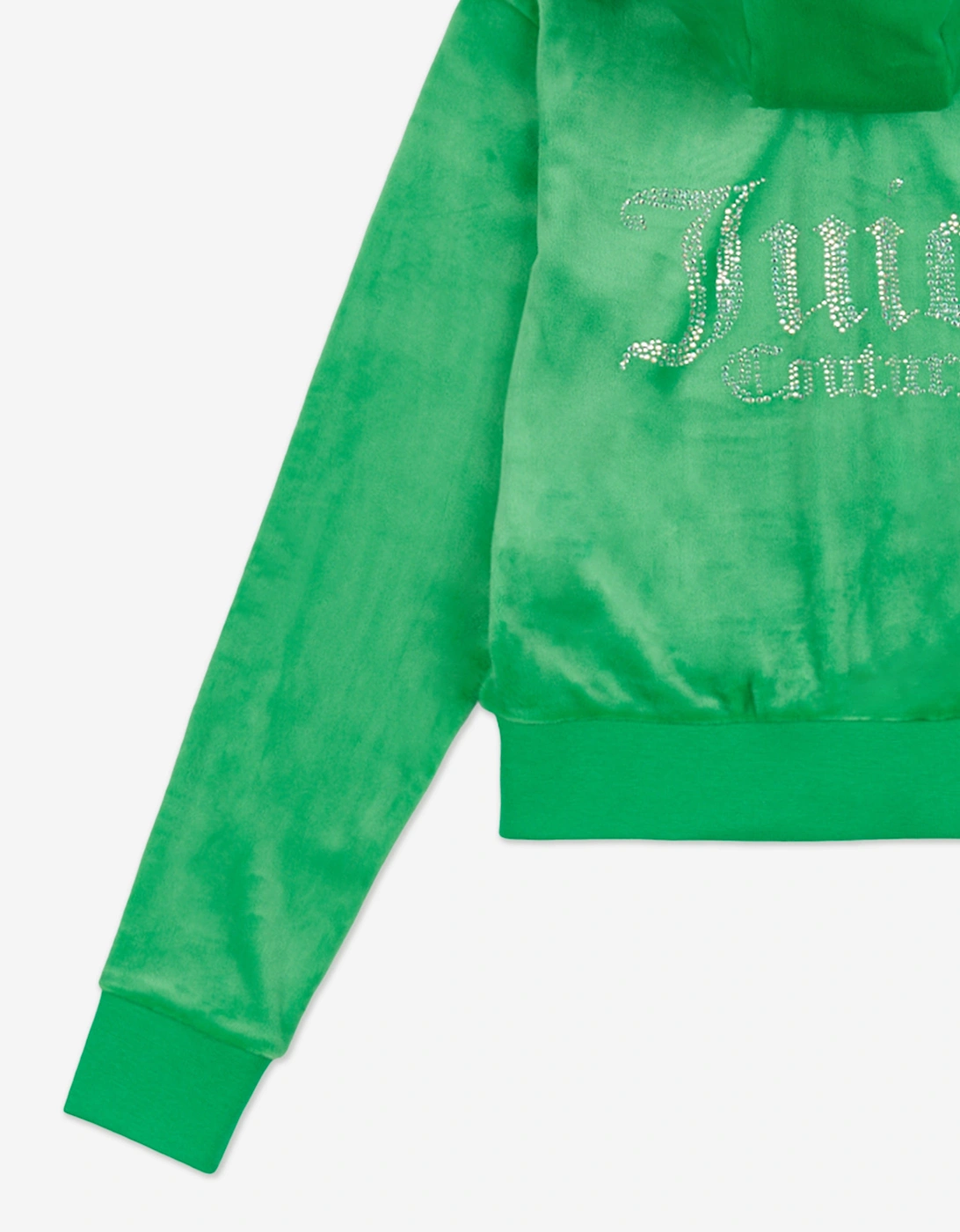 Girls Diamante Logo Zip Up Top in Green