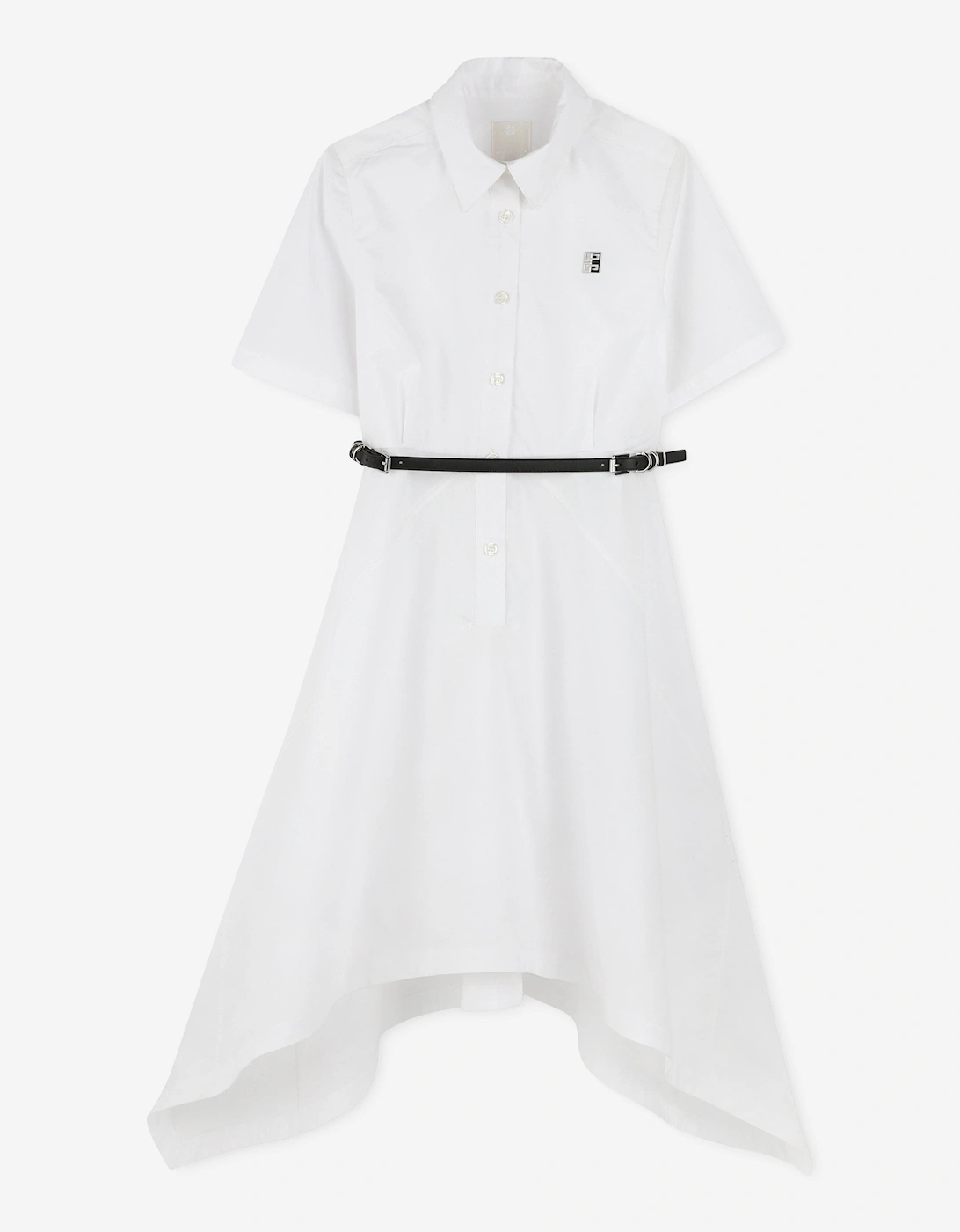 Girls Cotton Dress With Belt in White, 5 of 4