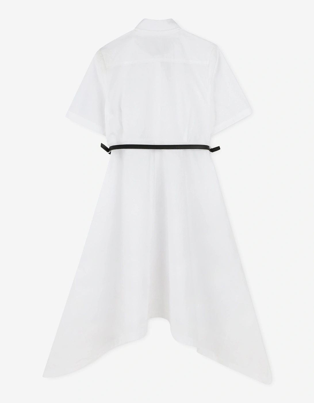 Girls Cotton Dress With Belt in White