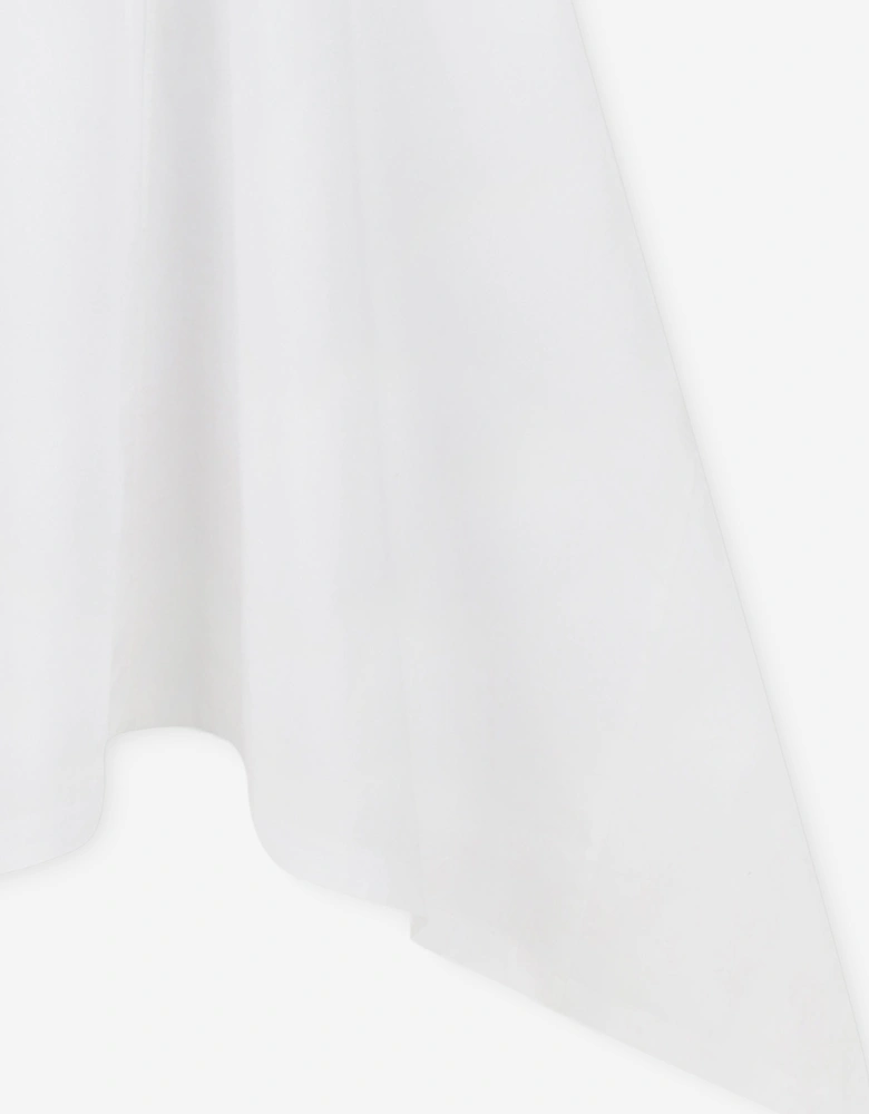 Girls Cotton Dress With Belt in White