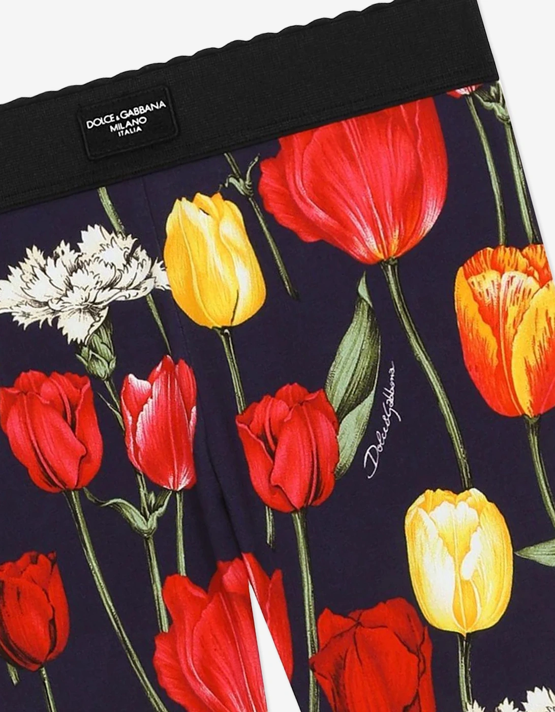 Girls Tulip Print Leggings in Multicolour