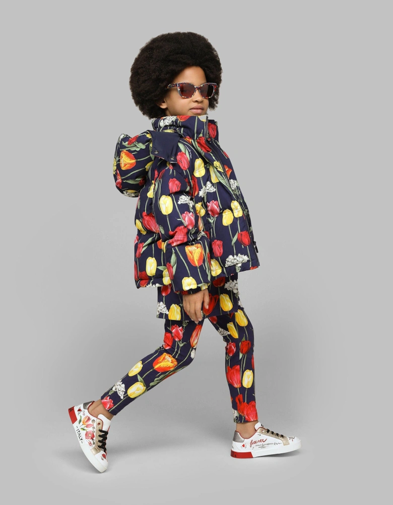 Girls Tulip Print Leggings in Multicolour