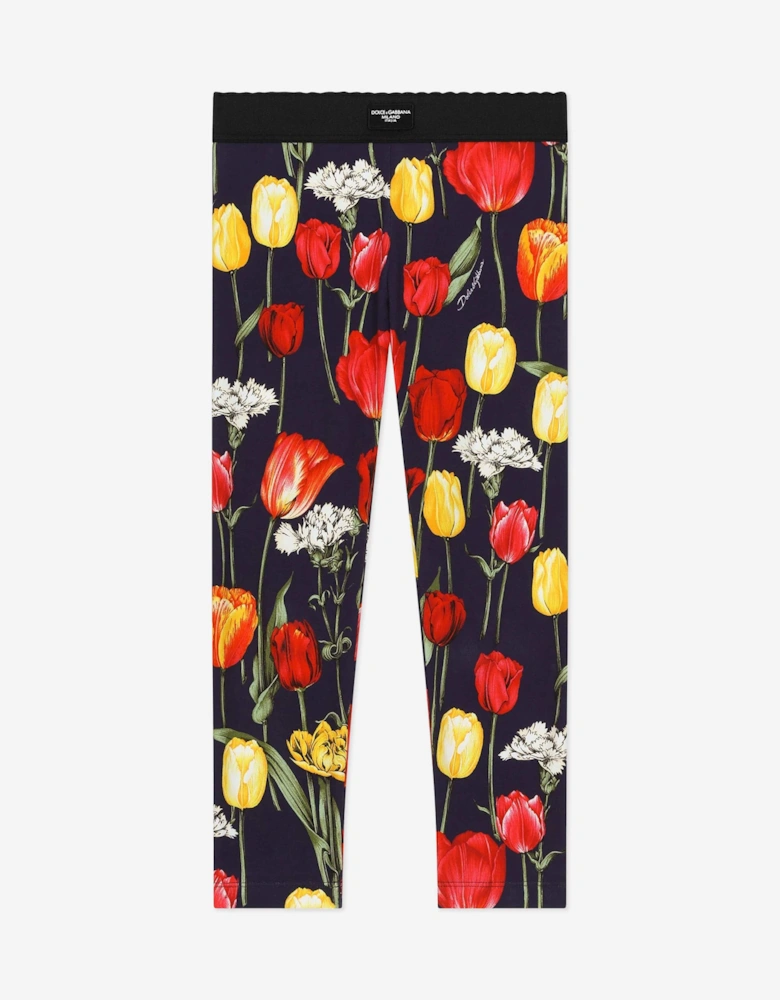 Girls Tulip Print Leggings in Multicolour