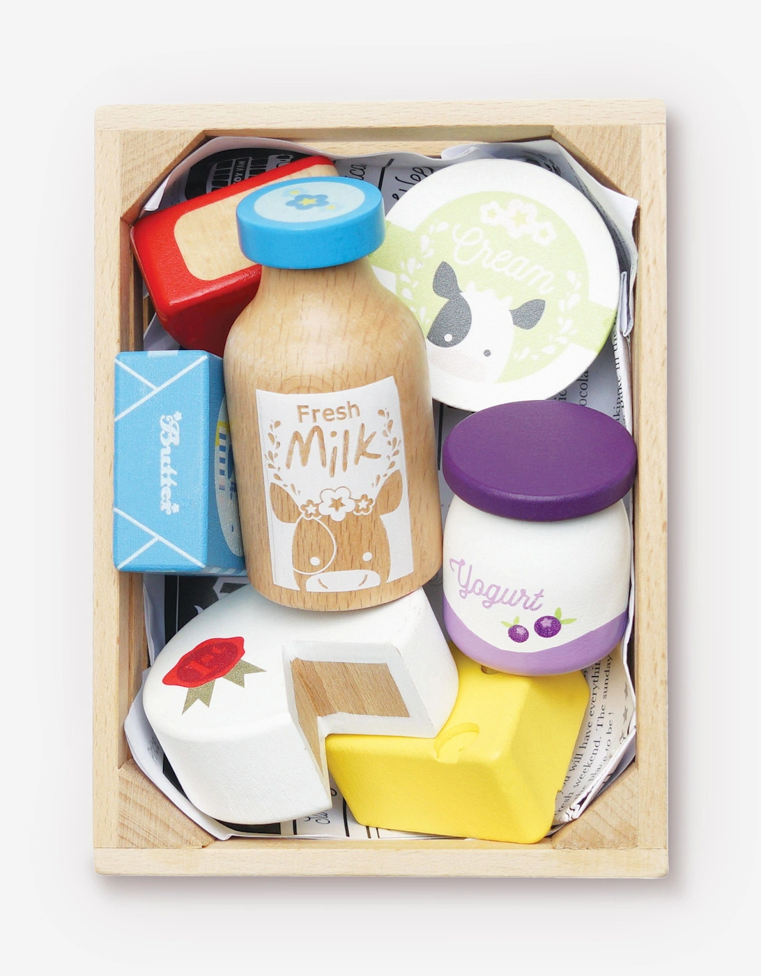 Cheese & Dairy Wooden Market Crate-8 Piece (W:16cm D:11.8cm H:6cm)