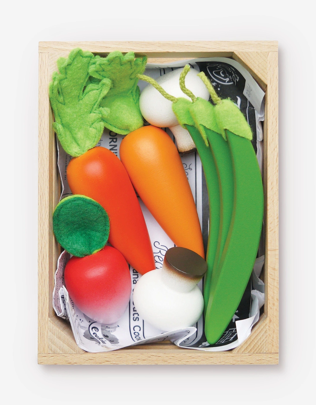 Harvest Vegetables Wooden Food Crate-9 Piece (W:16 x D:16 x H:18 cm)