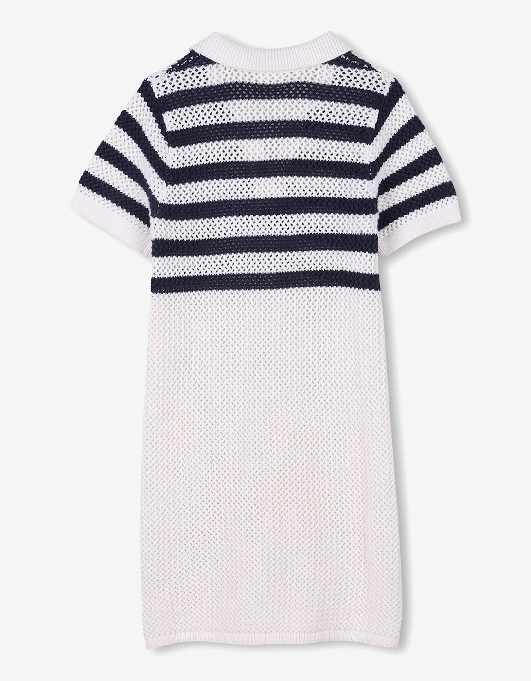 Girls Striped Knitted Dress in White