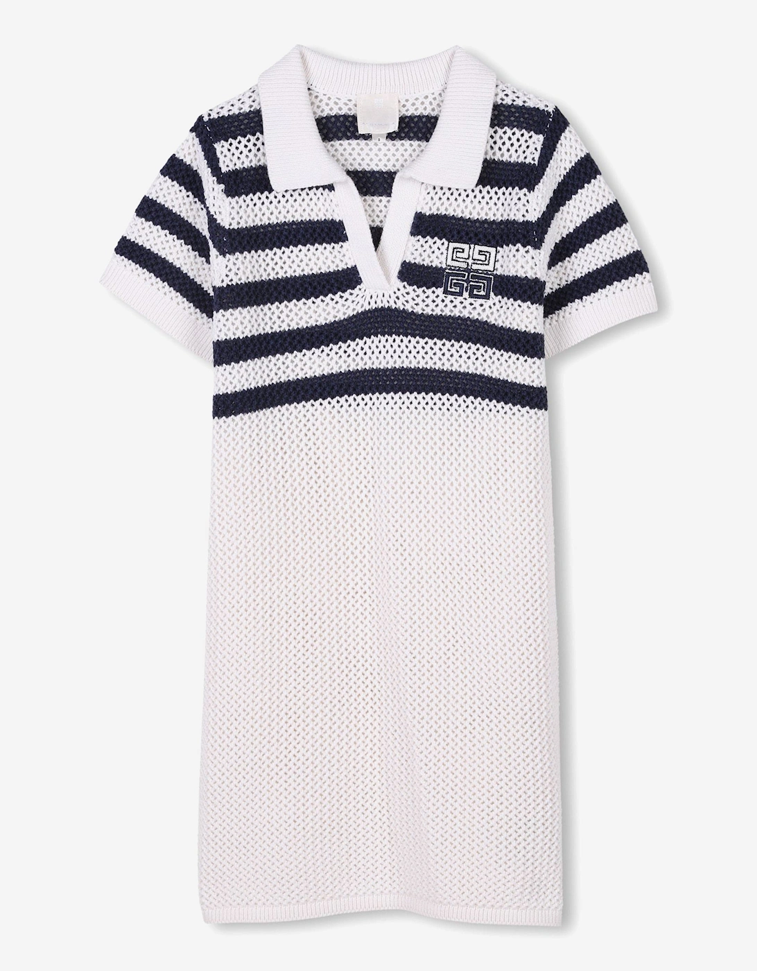 Girls Striped Knitted Dress in White, 5 of 4