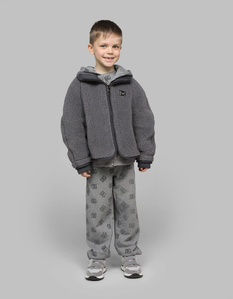 Boys Faux Shearling Jacket in Grey