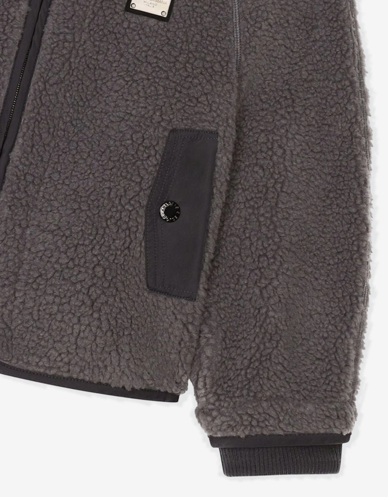 Boys Faux Shearling Jacket in Grey
