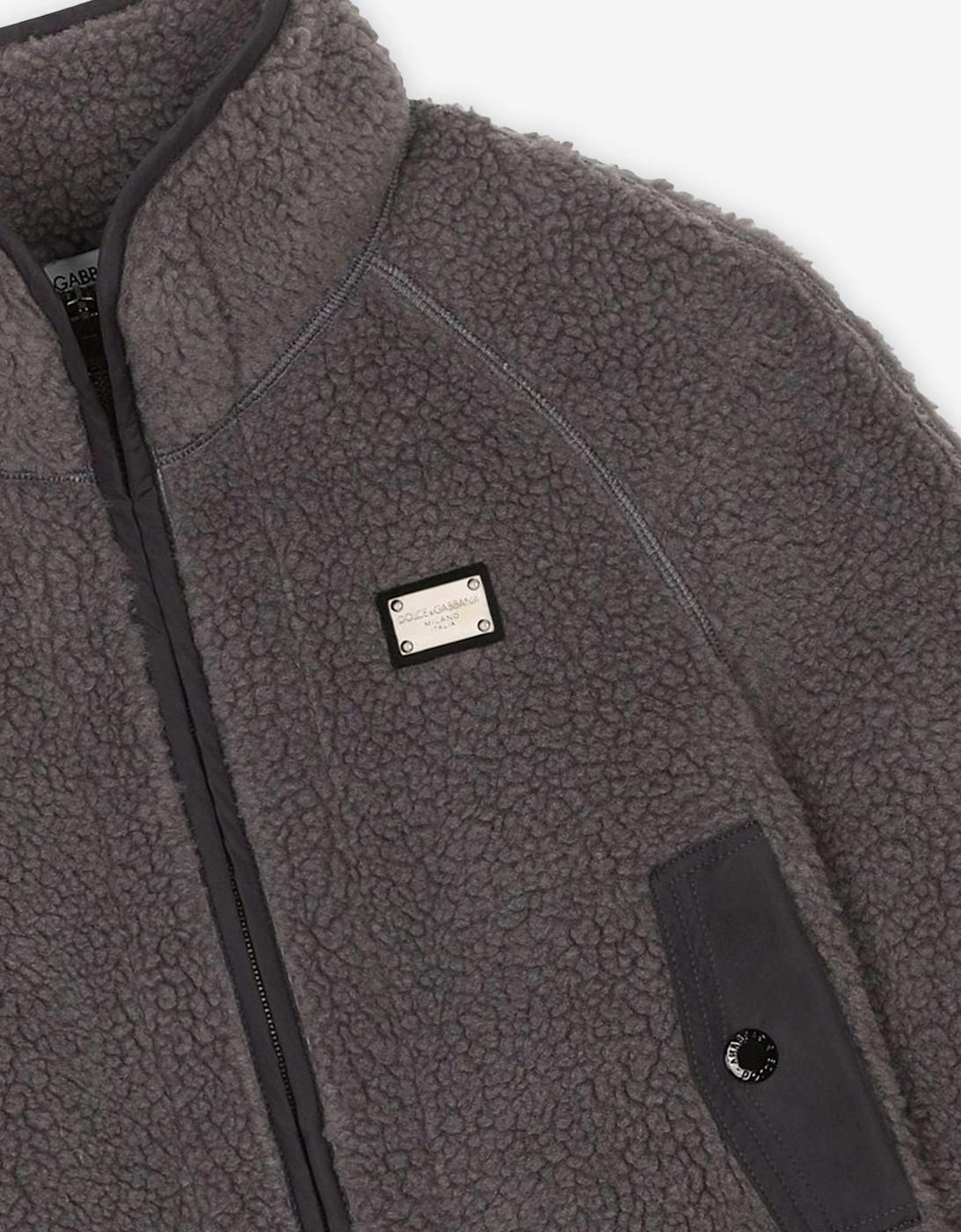 Boys Faux Shearling Jacket in Grey