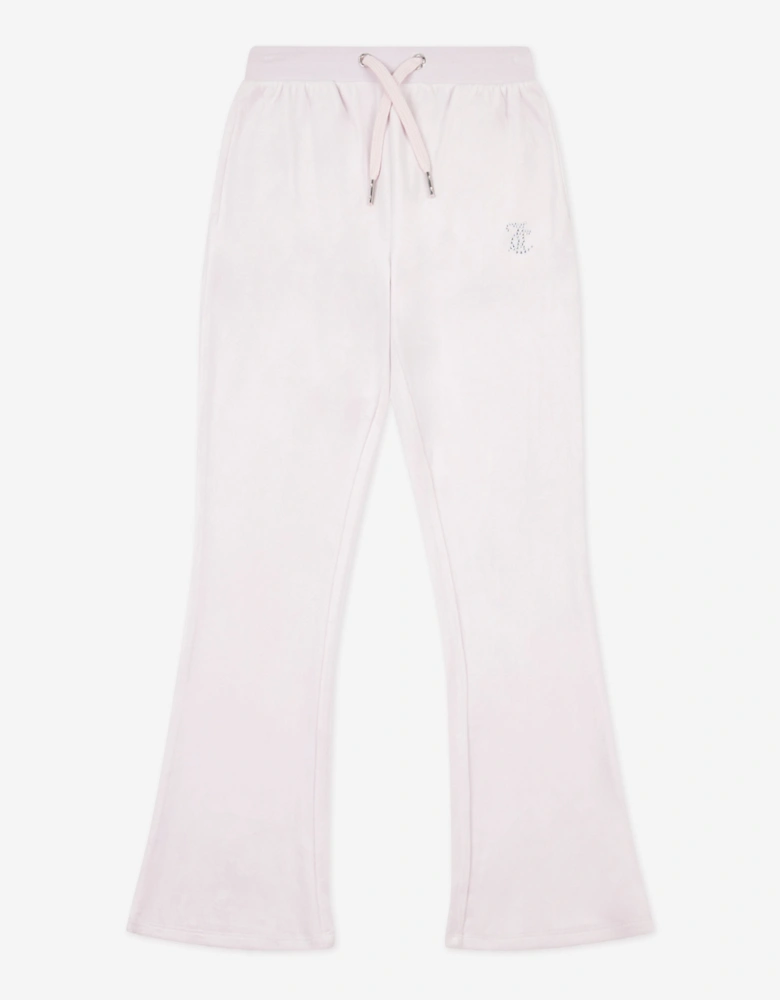 Girls Diamante Bootcut Joggers in Purple