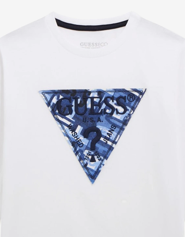 Boys Long Sleeve Logo T-Shirt in White