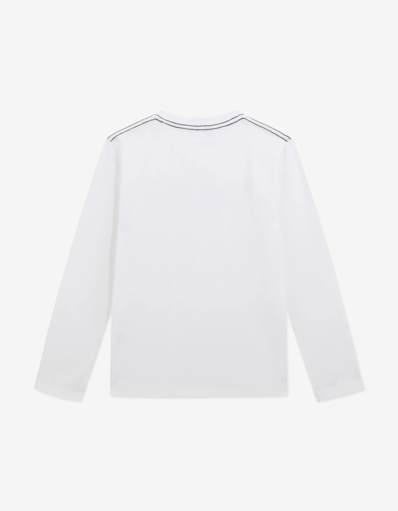 Boys Long Sleeve Logo T-Shirt in White