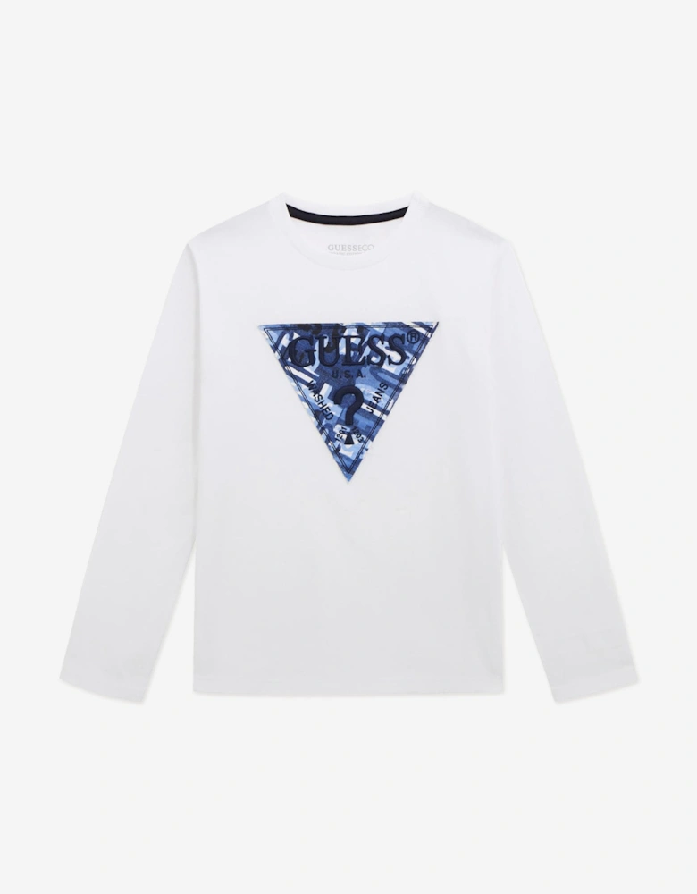 Boys Long Sleeve Logo T-Shirt in White