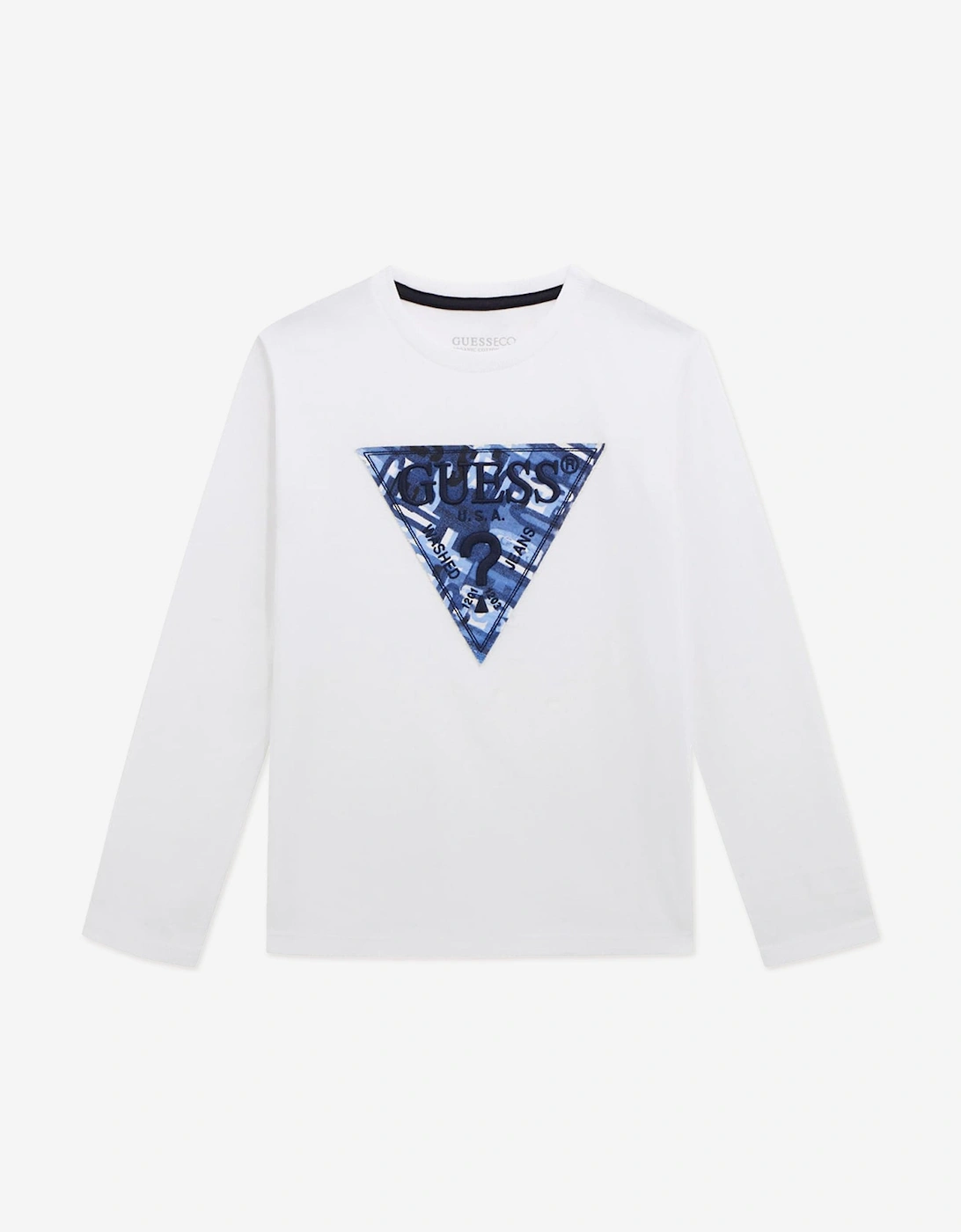 Boys Long Sleeve Logo T-Shirt in White, 5 of 4