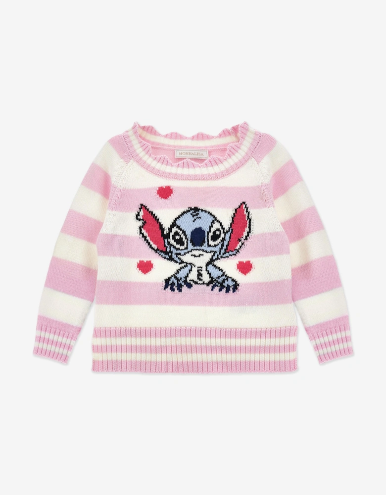 Girls Striped Stitch Jumper in Pink