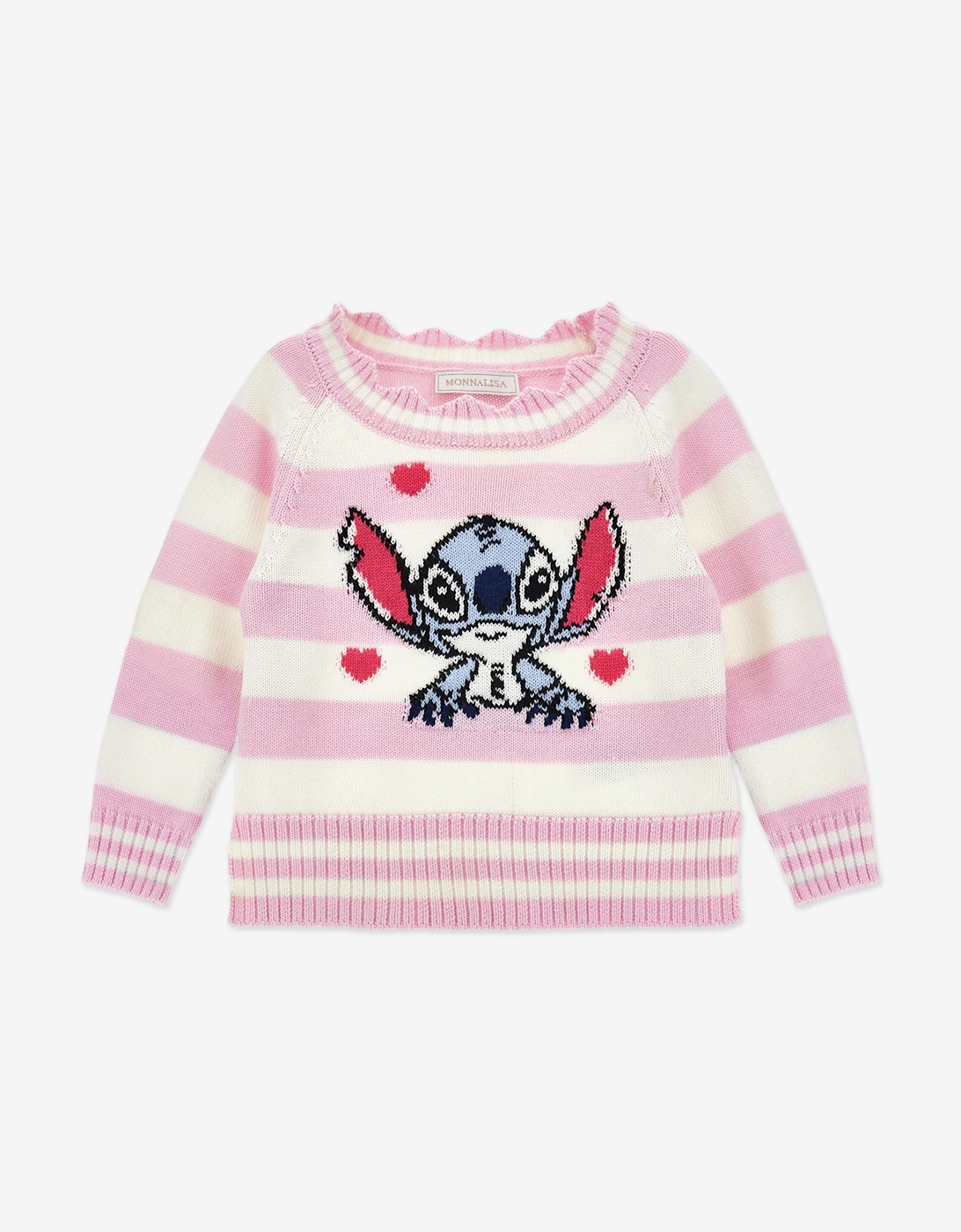 Girl's Monnalisa Girls Striped Stitch Jumper in Pink - Size: 8 years