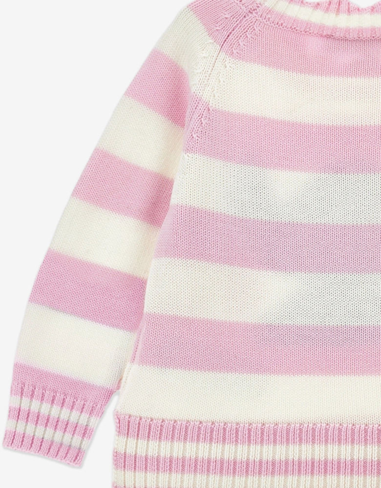 Girls Striped Stitch Jumper in Pink