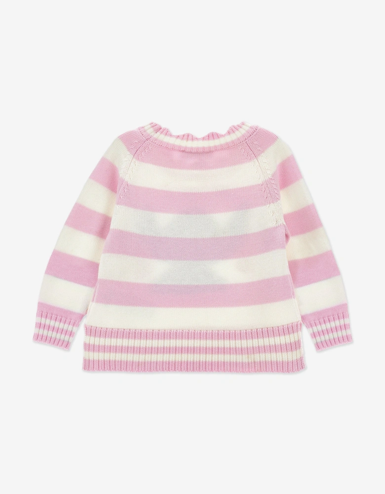 Girls Striped Stitch Jumper in Pink