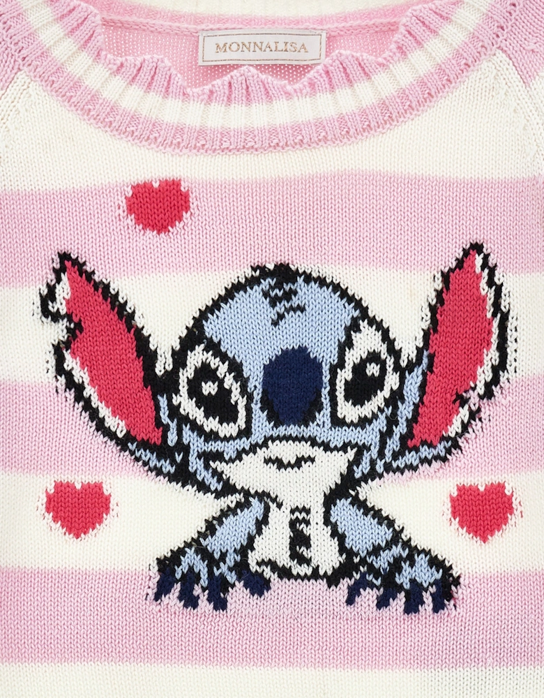 Girls Striped Stitch Jumper in Pink