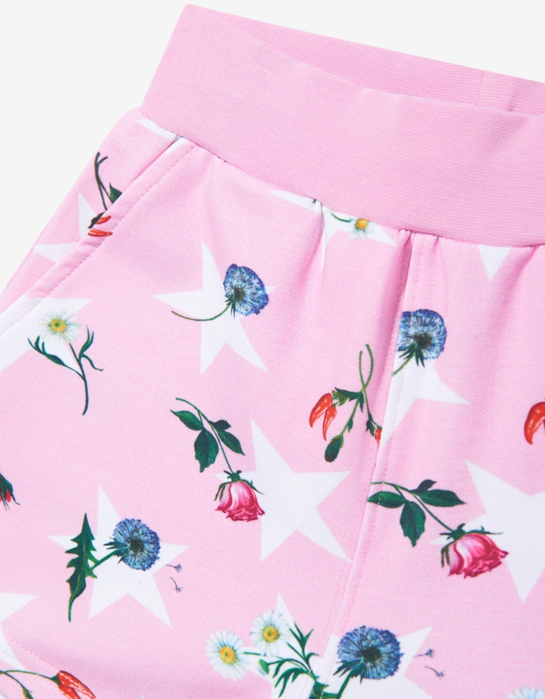 Girls Stars And Flower Shorts in Pink
