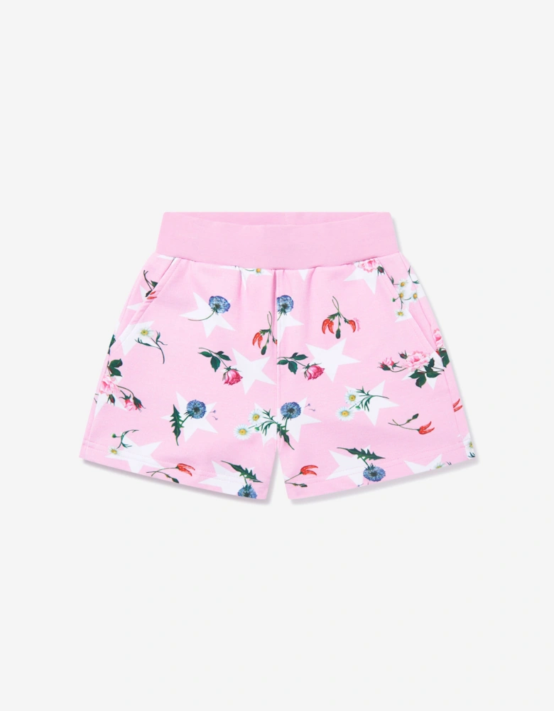 Girls Stars And Flower Shorts in Pink