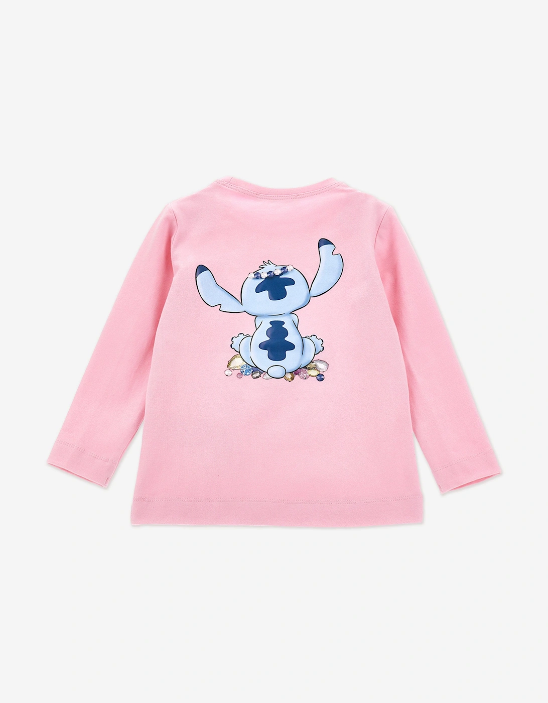 Girls Long Sleeve Stitch T-Shirt in Pink