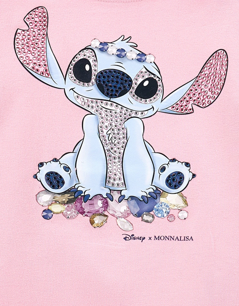 Girls Long Sleeve Stitch T-Shirt in Pink